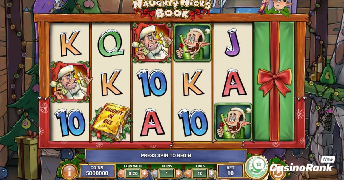 Zažijte nejnovější hrací automaty Play'n Go's s vánoční tématikou: Kniha Naughty Nick's Book